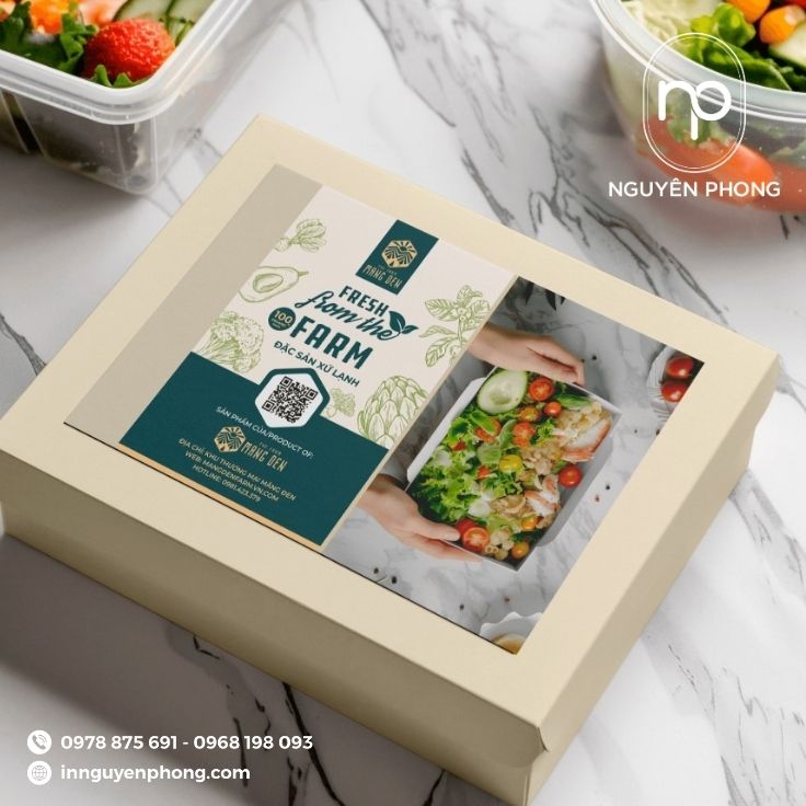 Mẫu tem dán hộp nông sản tích hợp mã QR